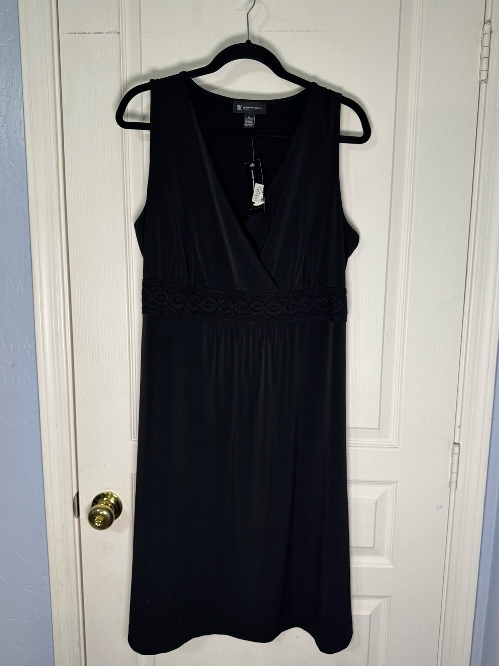 INC International Concepts Black Sleeveless V-Neck Dress Size 1XL NWT